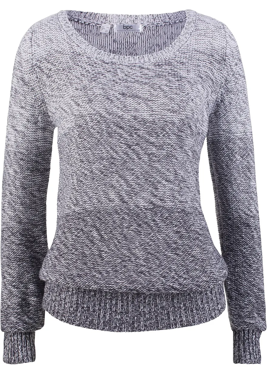 Grobstrick-Pullover mit Farbverlauf in grau von vorne - bonprix