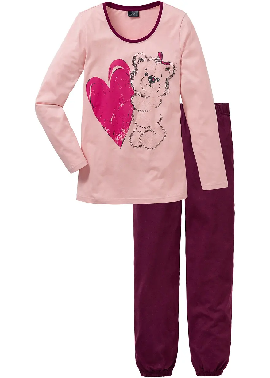Pyjama mit Bio-Baumwolle in lila von vorne - bonprix
