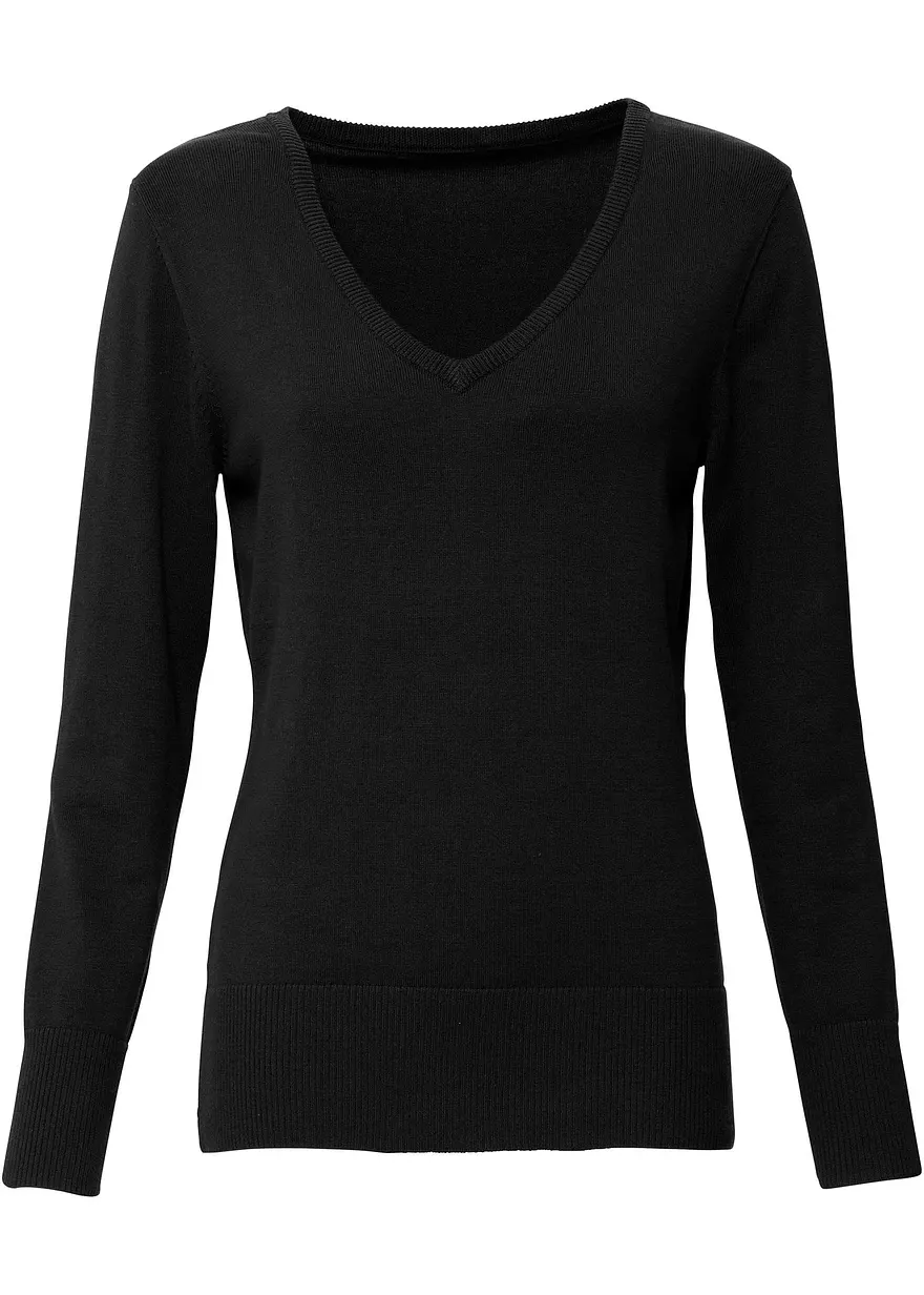 Feinstrickpullover in schwarz von vorne - bonprix