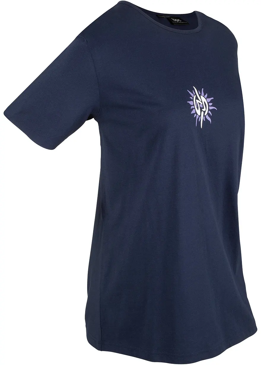 Shirt aus reiner Baumwolle in blau von vorne - bonprix