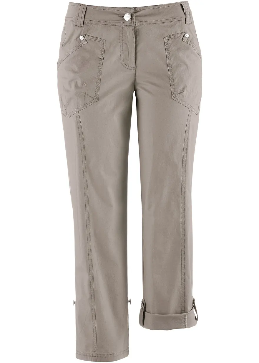Stretch-Cargo-Hose, 3/4-Länge in grau von vorne - bonprix