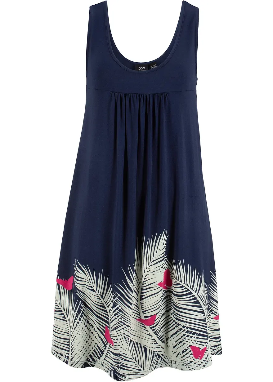Kurzes Jerseykleid ohne Arm in blau von vorne - bonprix