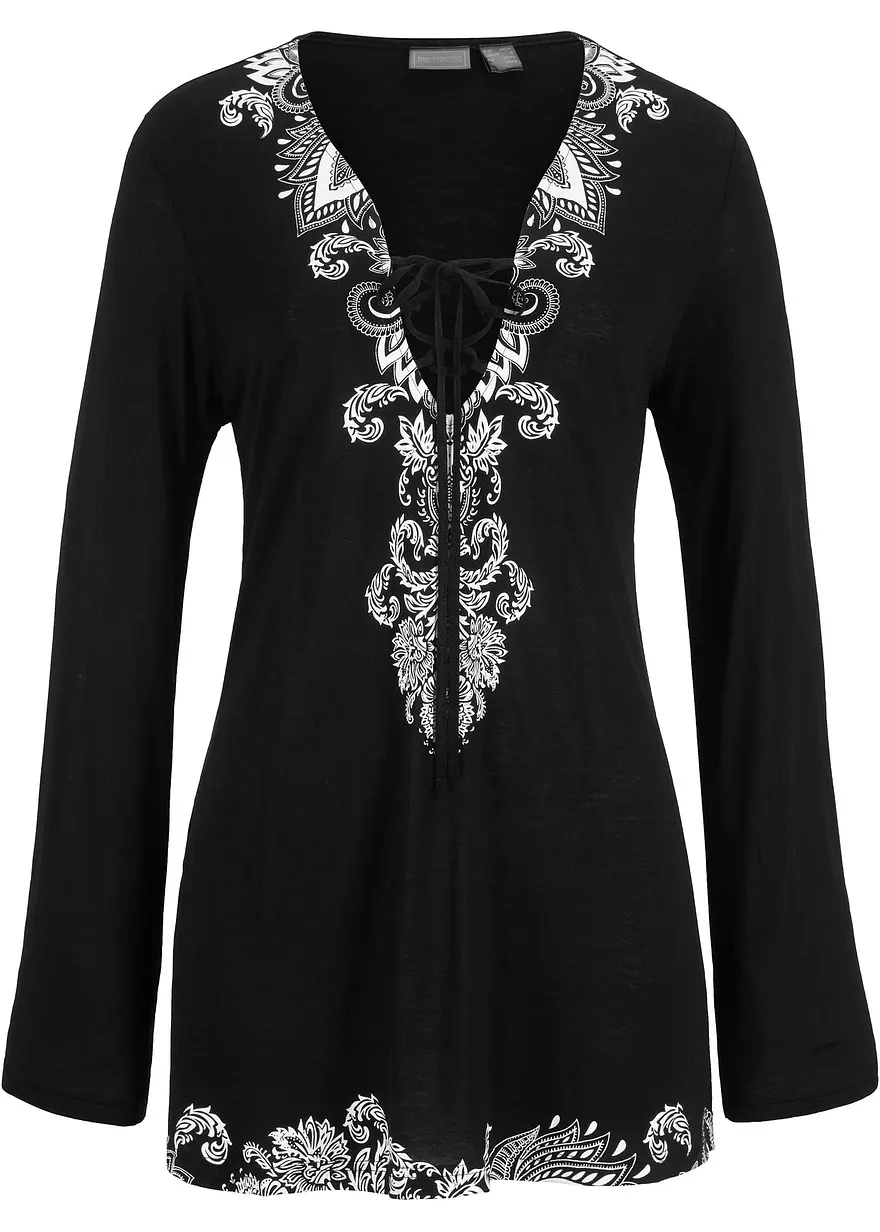 Strand Tunika aus Viskose in schwarz von vorne - bonprix
