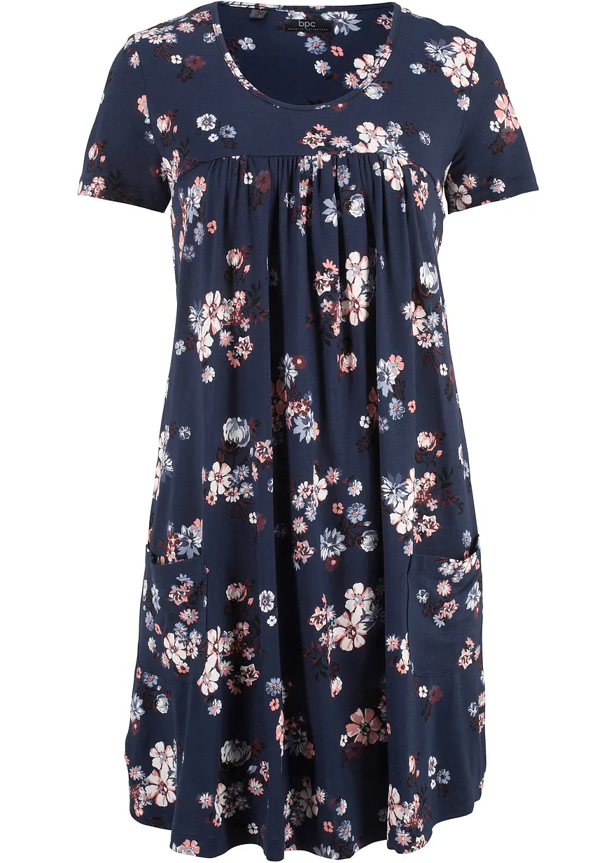 Kurzes Jerseykleid aus softem Viskose-Mix in blau von vorne - bonprix