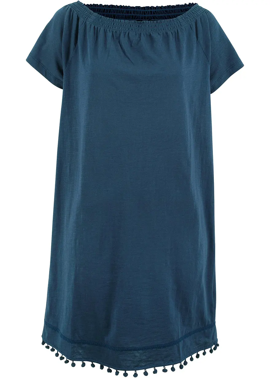 Jersey-Carmenkleid in blau von vorne - bonprix