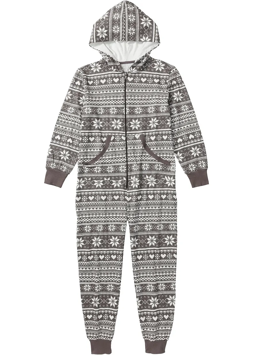 Loungewear Overall oversized aus Sweatware in grau von vorne - bonprix