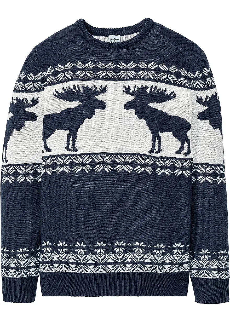 Norweger-Pullover in blau von vorne - bonprix
