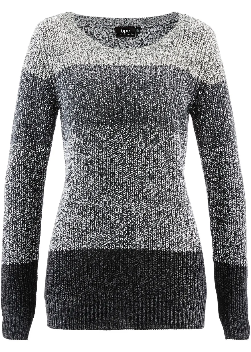 Pullover mit Streifenmuster in grau von vorne - bonprix