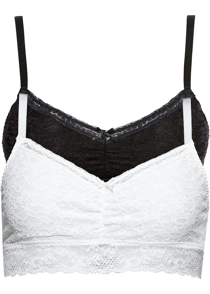 Bustier (2er Pack) in schwarz von vorne - bonprix