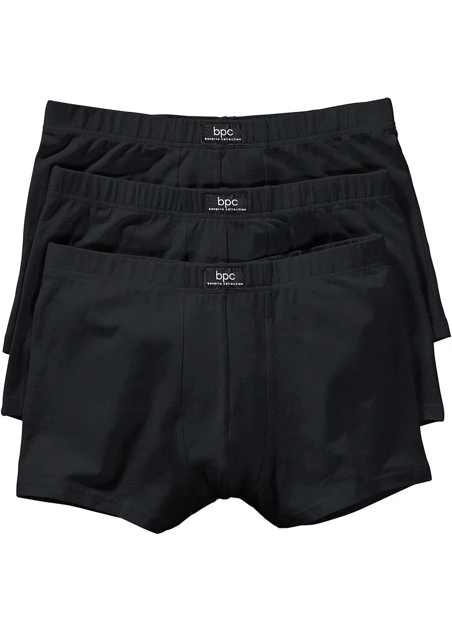 Boxershorts eng (3er Pack) in schwarz von vorne - bonprix