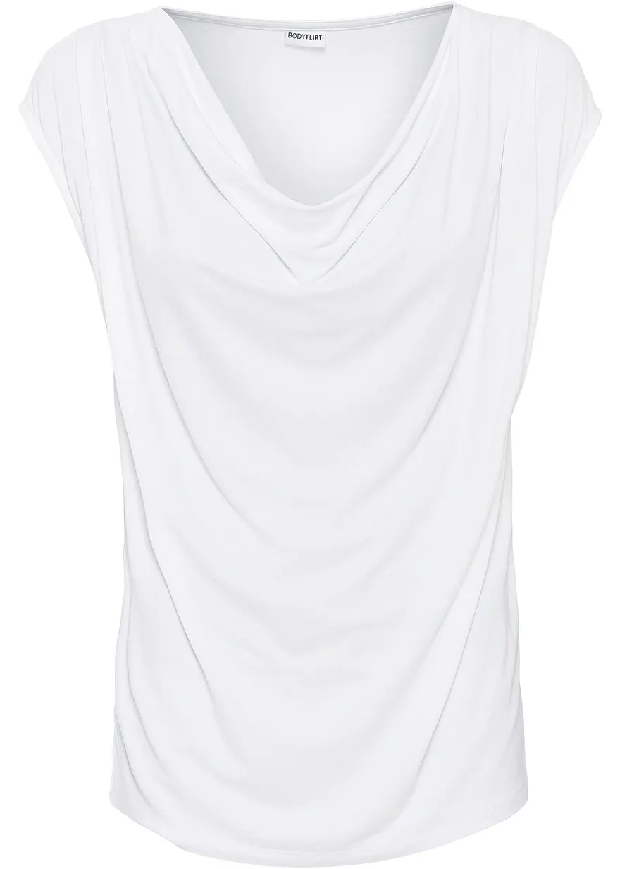 Wasserfall-Shirt in weiß von vorne - bonprix