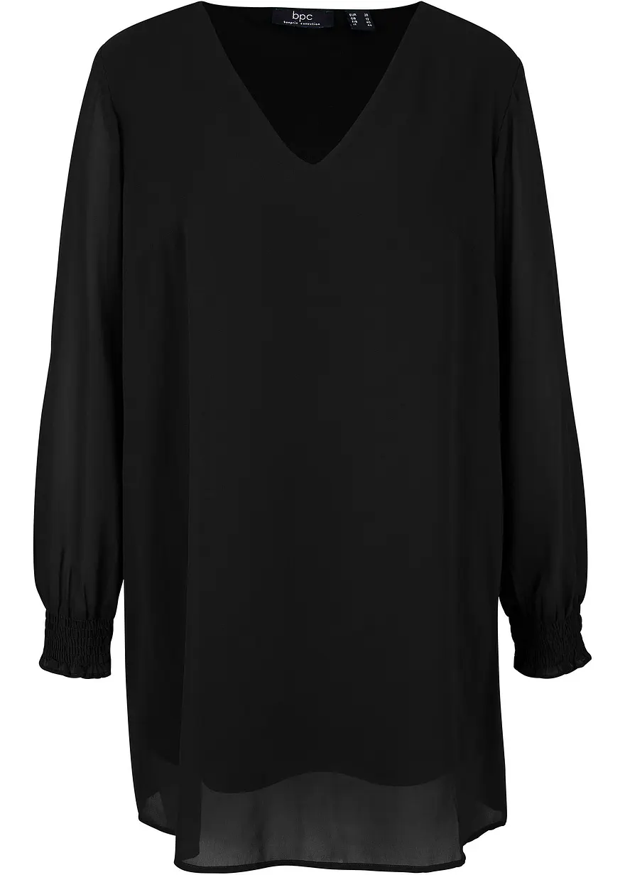 Long- Tunikabluse, langarm in schwarz von vorne - bonprix