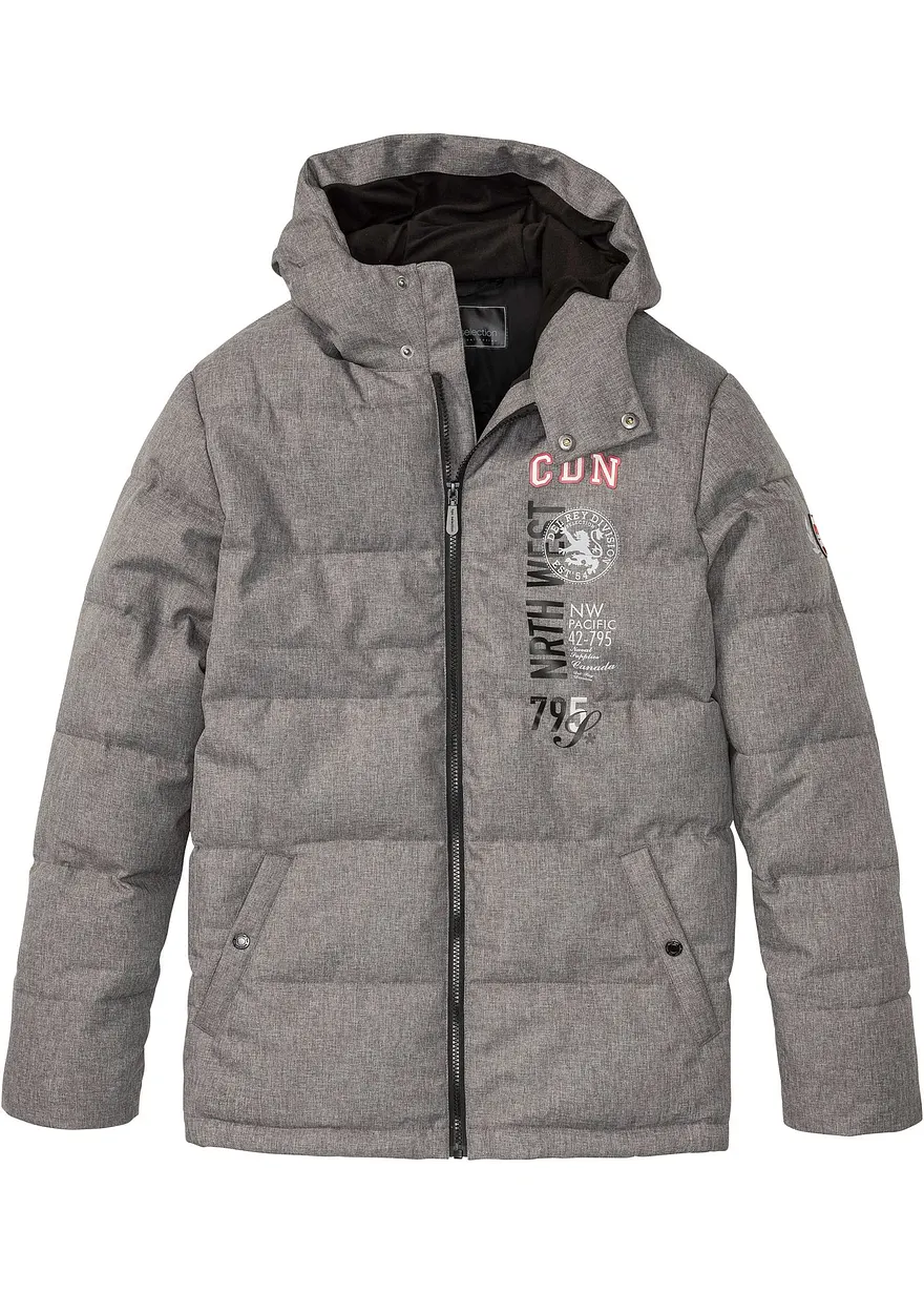 Warm wattierte Outdoorjacke in grau von vorne - bonprix