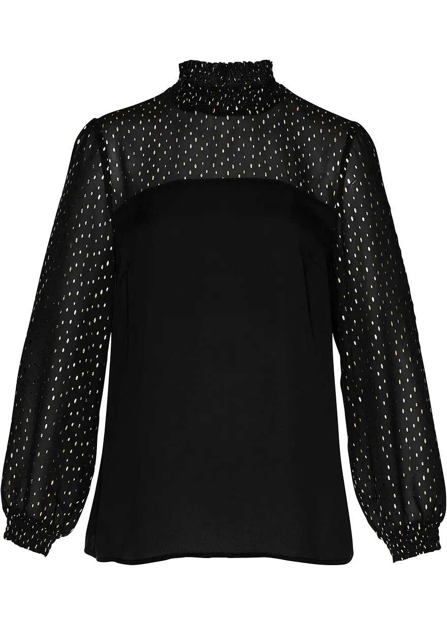 Tunikabluse aus Chiffon in schwarz von vorne - bonprix