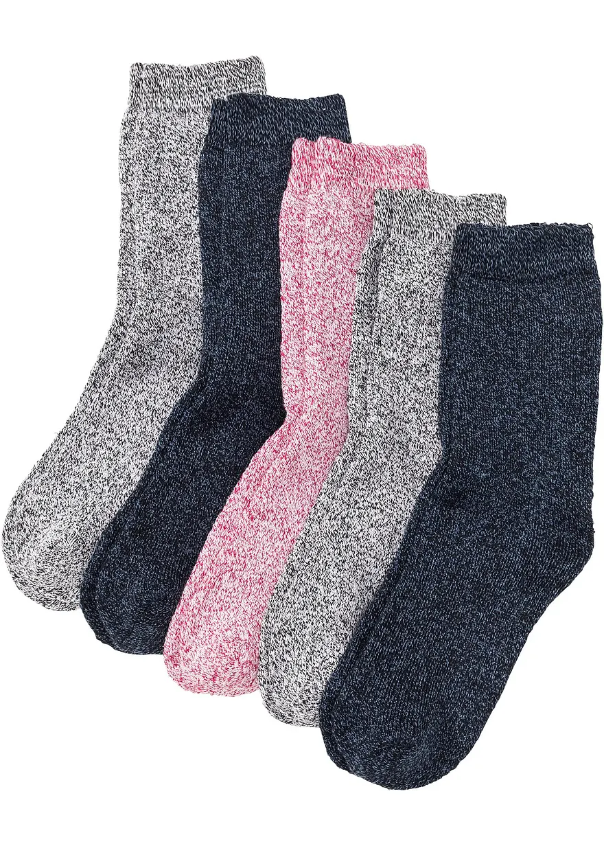 Thermo Frottee Socken mit Bio-Baumwolle (5er Pack) in blau - bonprix