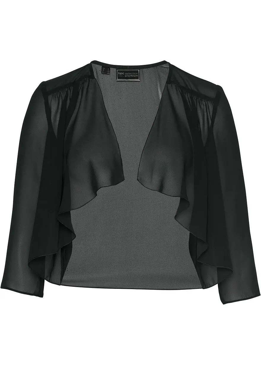 Bolero aus feinem Chiffon in schwarz von vorne - bonprix