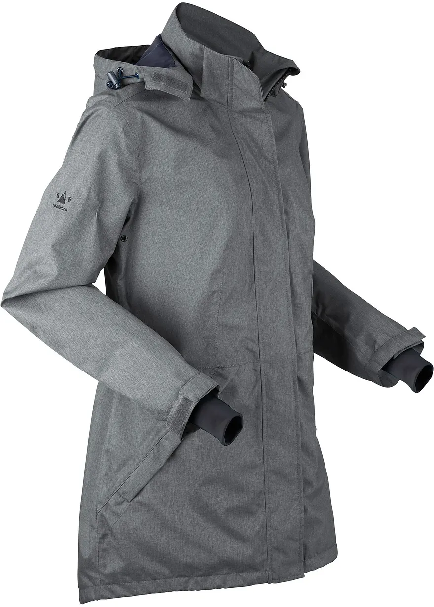 Wasserdichte Funktions-Parka in grau von der Seite - bonprix