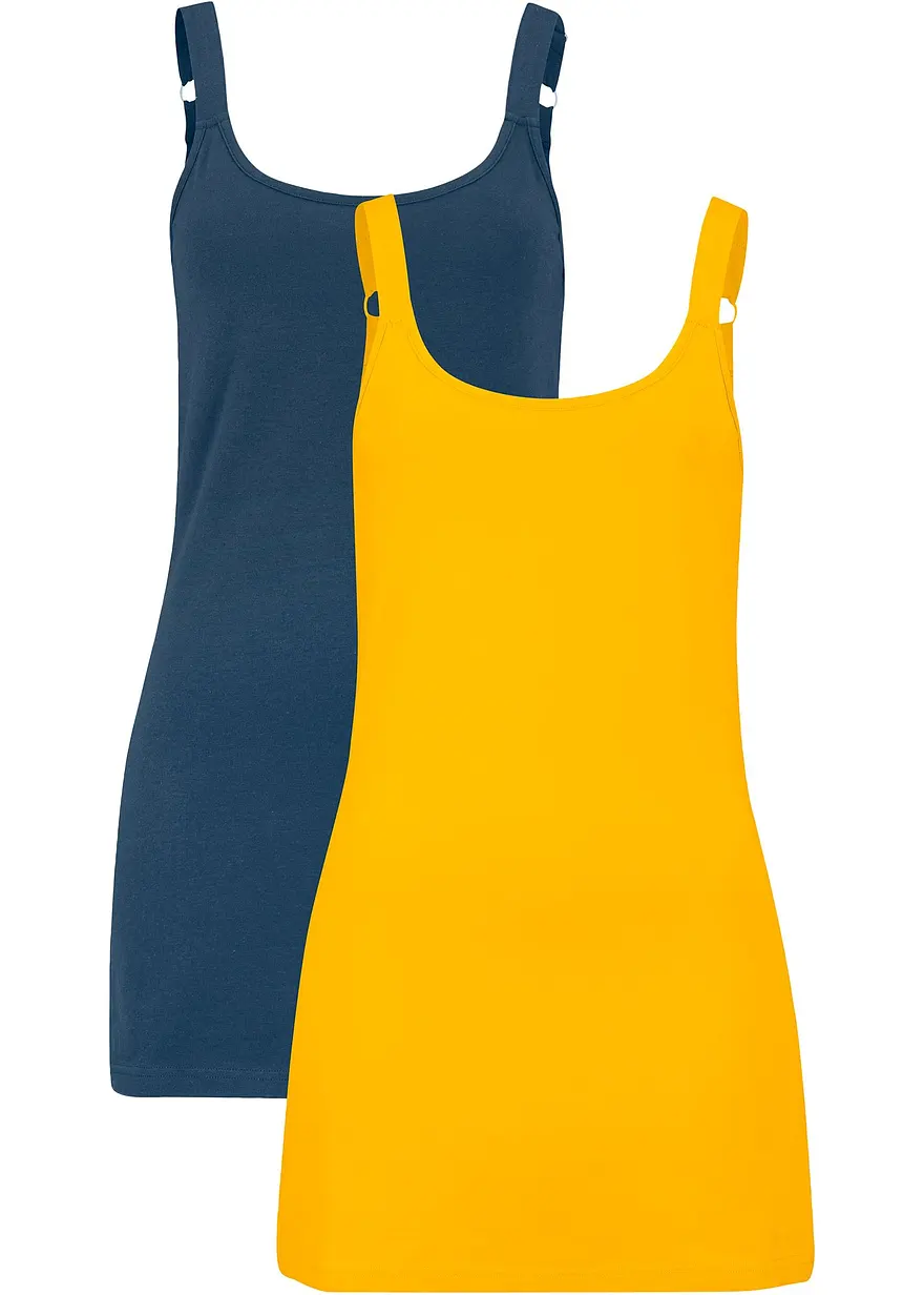 Longtop mit reiner Bio-Baumwolle (2er Pack) in gelb von vorne - bonprix