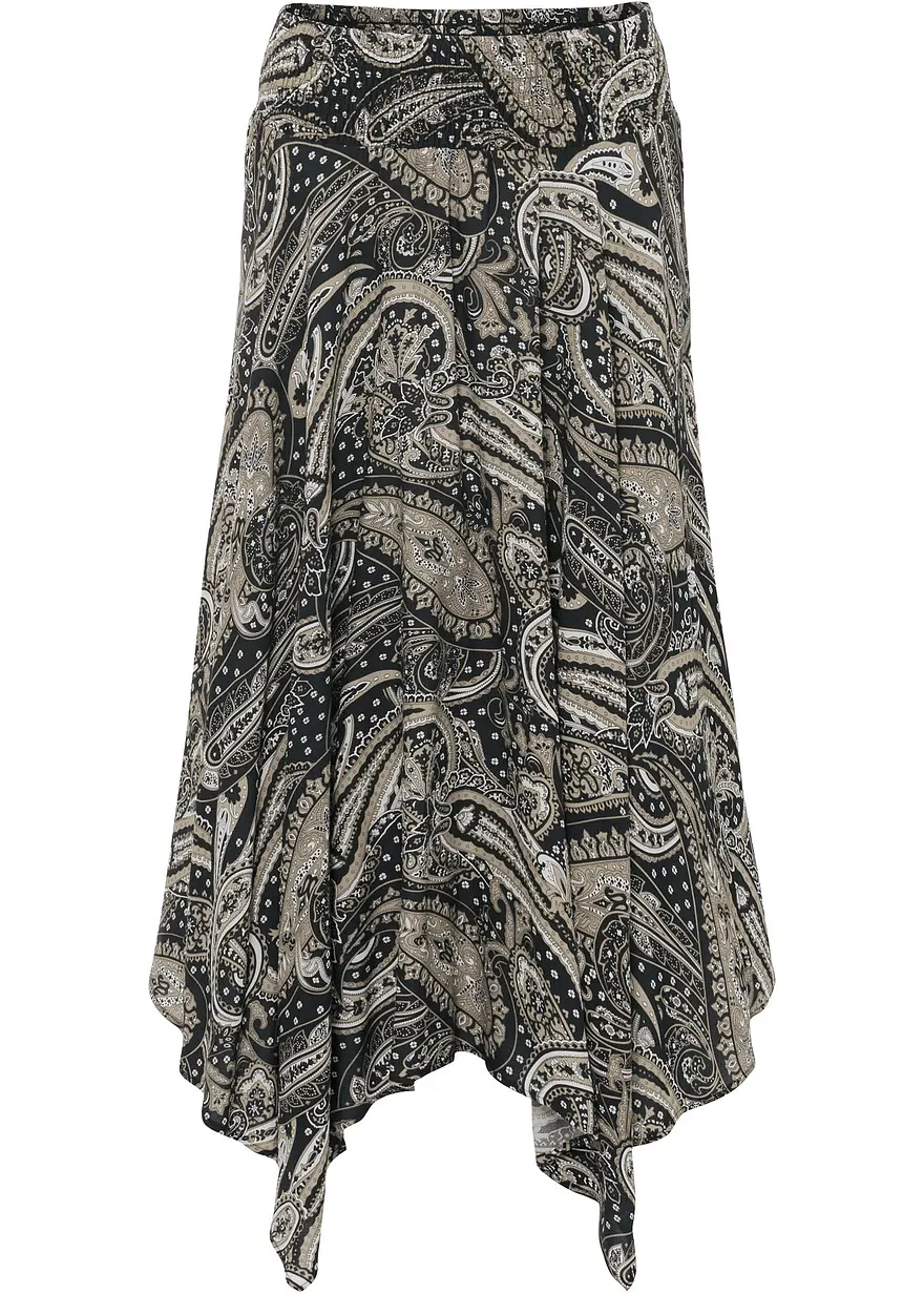 Rock mit asymmetrischem Saum in schwarz von vorne - bonprix