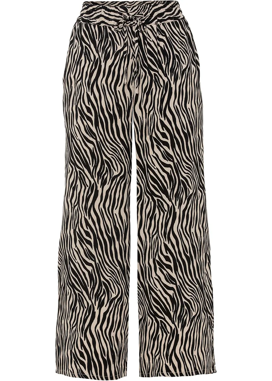 Bedruckte Culotte aus nachhaltiger Viskose in schwarz von vorne - bonprix