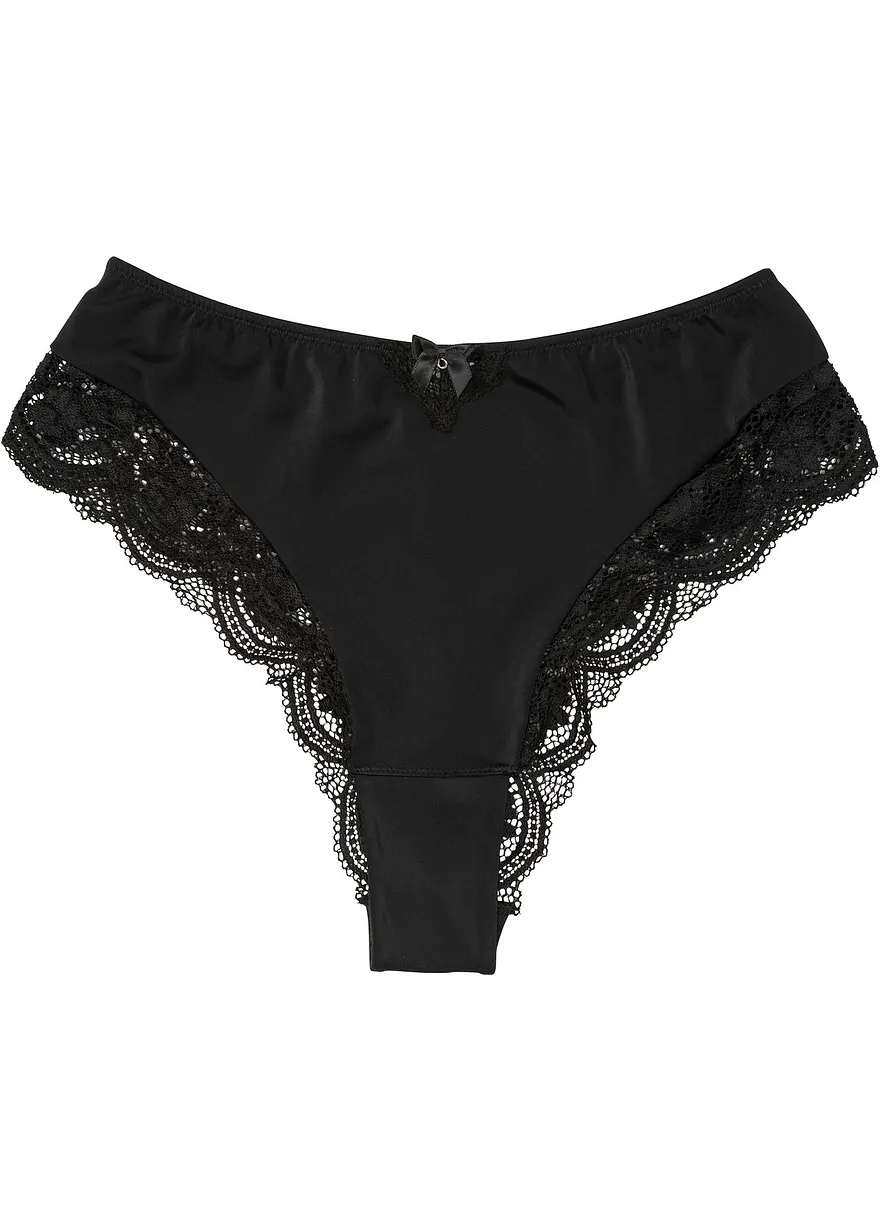 Maxislip mit blumiger Spitze in schwarz von vorne - bonprix