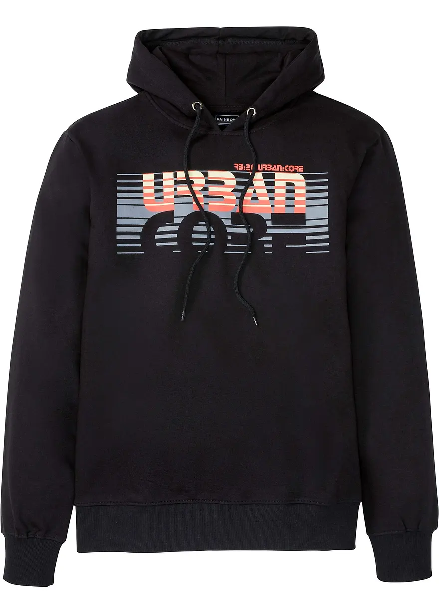 Kapuzensweatshirt aus reiner Bio-Baumwolle in schwarz von vorne - bonprix
