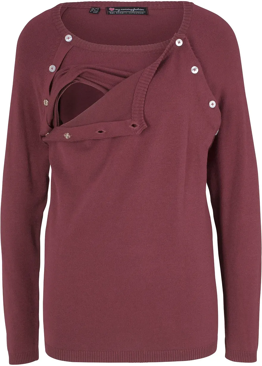 2-in-1 Umstands- und Stillpullover aus Feinstrick in rot von vorne - bonprix