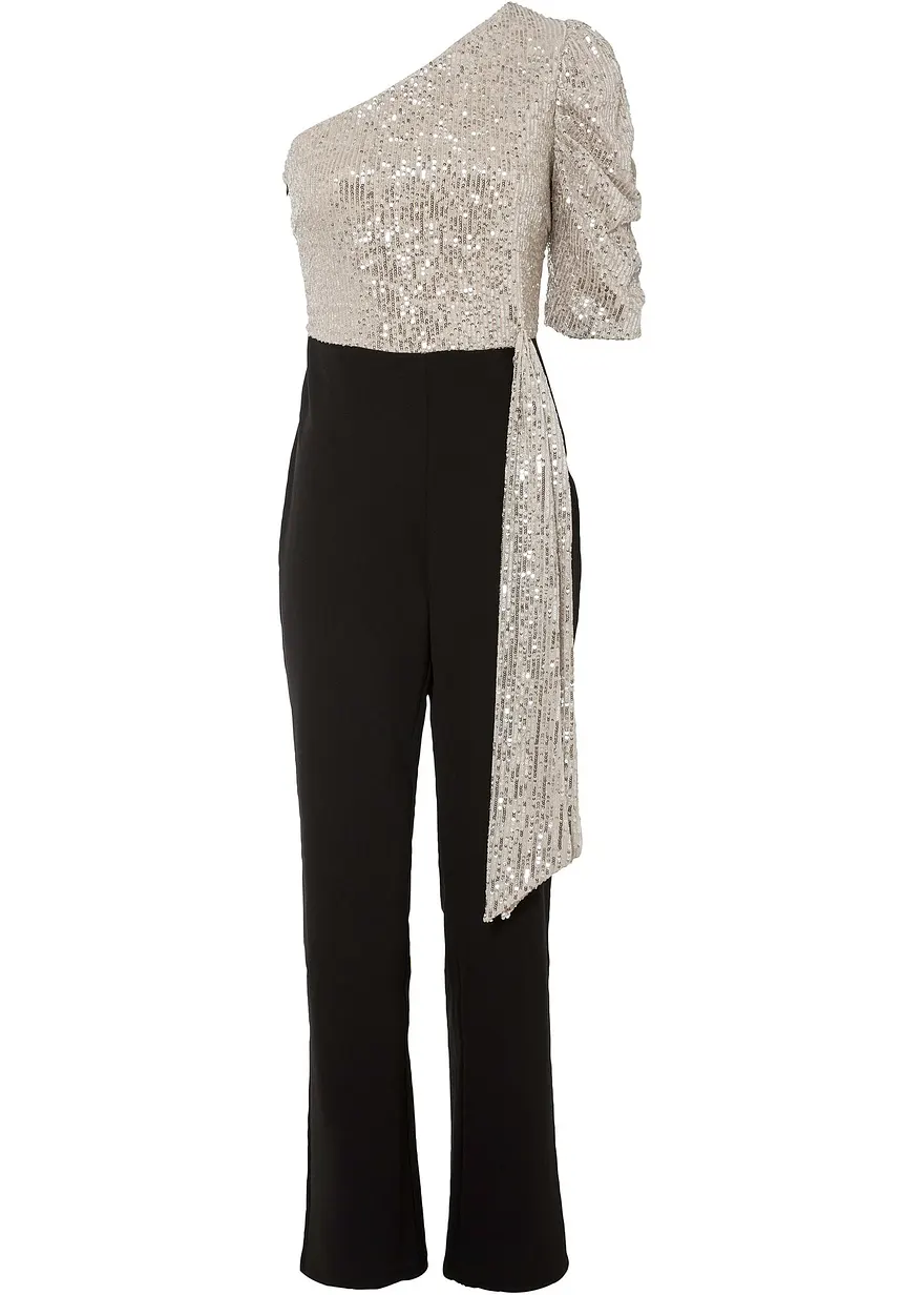 Overall mit Pailletten in schwarz von vorne - bonprix