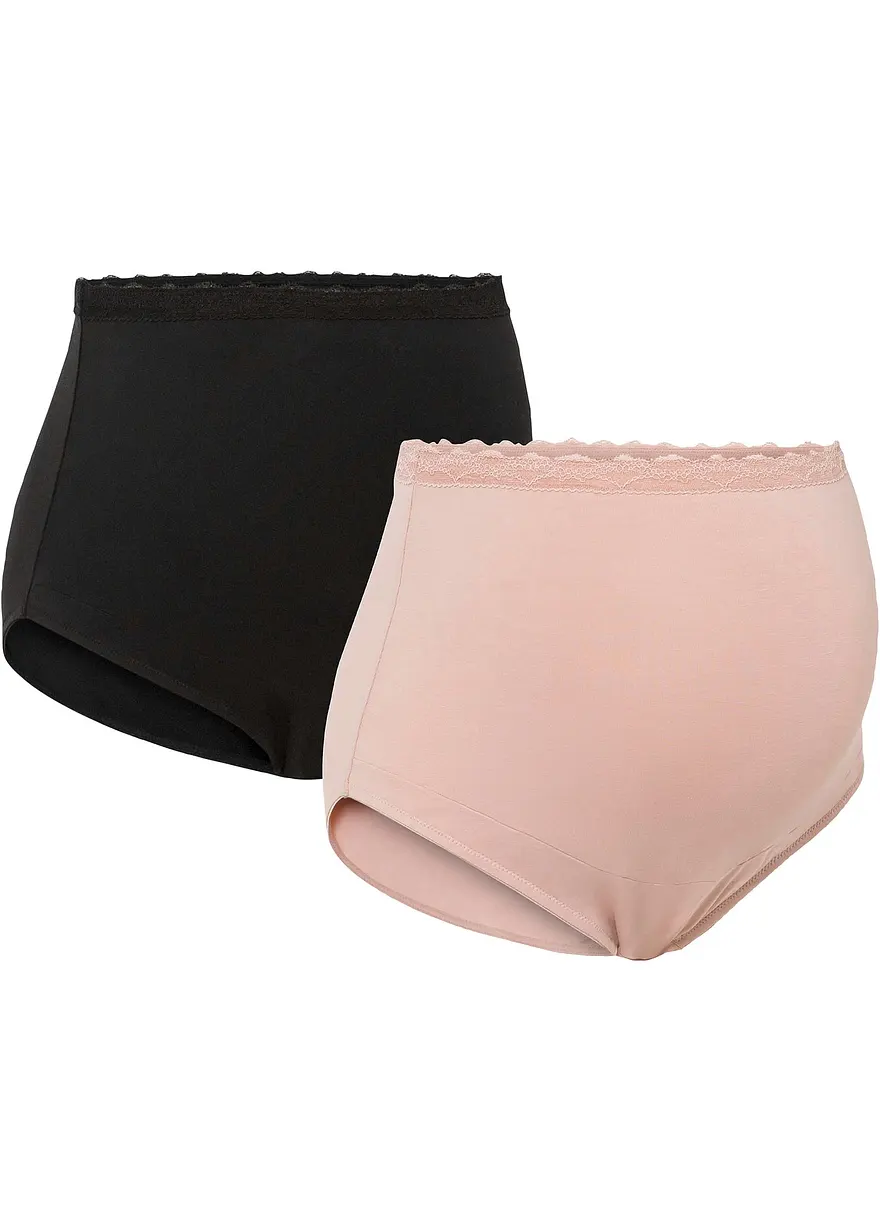 Umstandsslip mit Bio-Baumwolle (2er Pack) in schwarz von vorne - bonprix