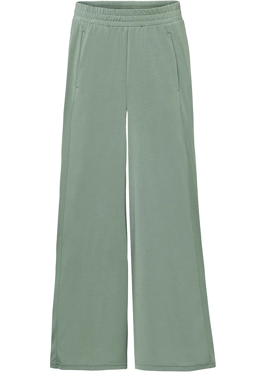 Jersey-Culotte mit weitem Bein in grün von vorne - bonprix