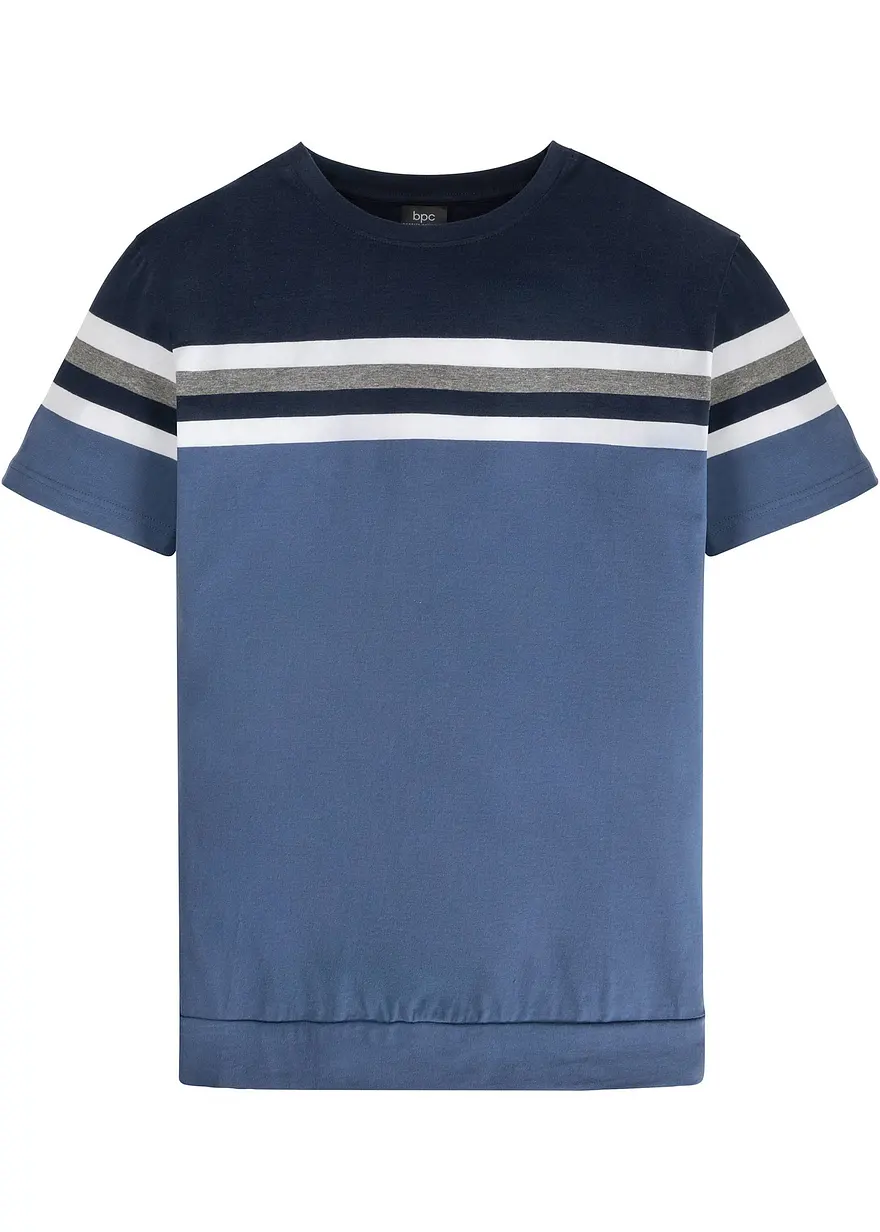 T-Shirt aus reiner Baumwolle in blau von vorne - bonprix