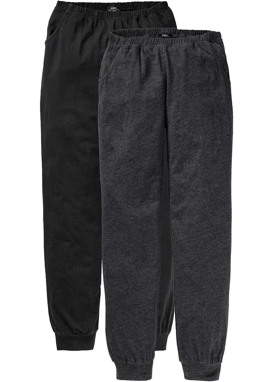 Pyjamahose (2er Pack) in grau von vorne - bonprix