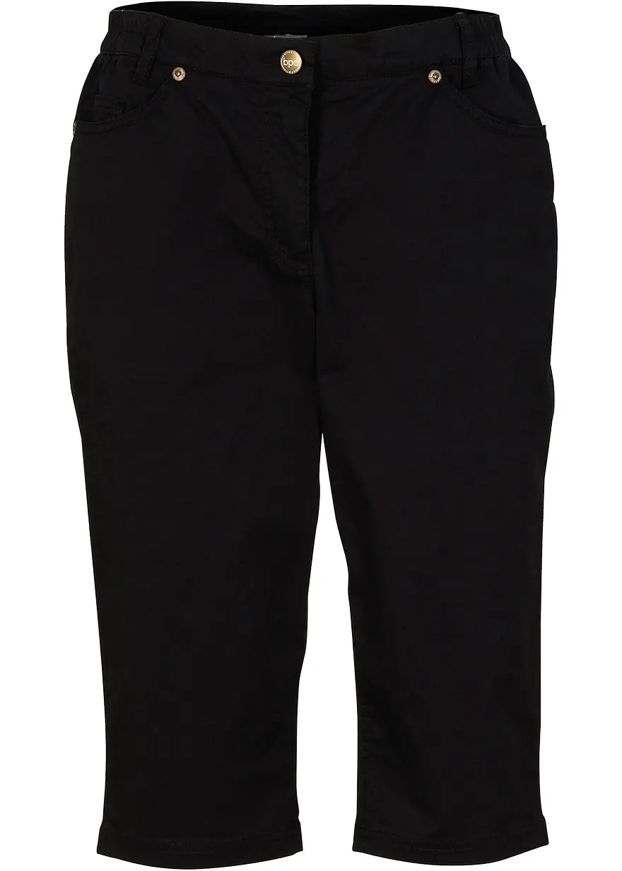 Baumwoll-Bermuda mit Bequembund in schwarz von vorne - bonprix