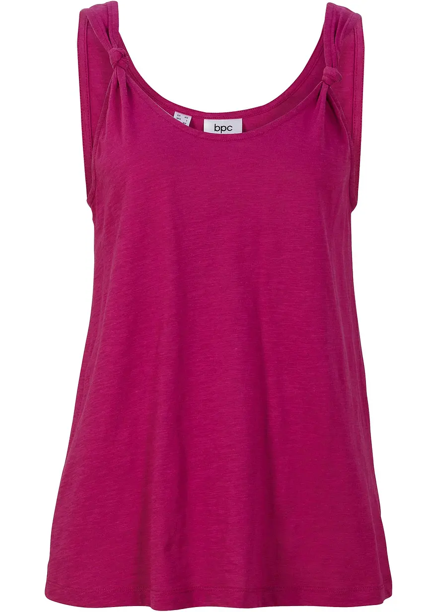 Baumwoll Top mit Knotendetails in lila von vorne - bonprix
