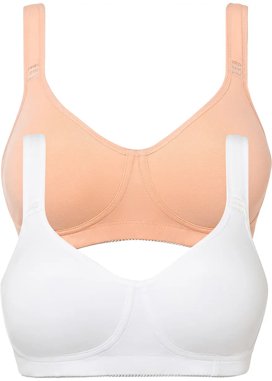 T-Shirt BH ohne Bügel mit Baumwolle (2er Pack) in orange von vorne - bonprix