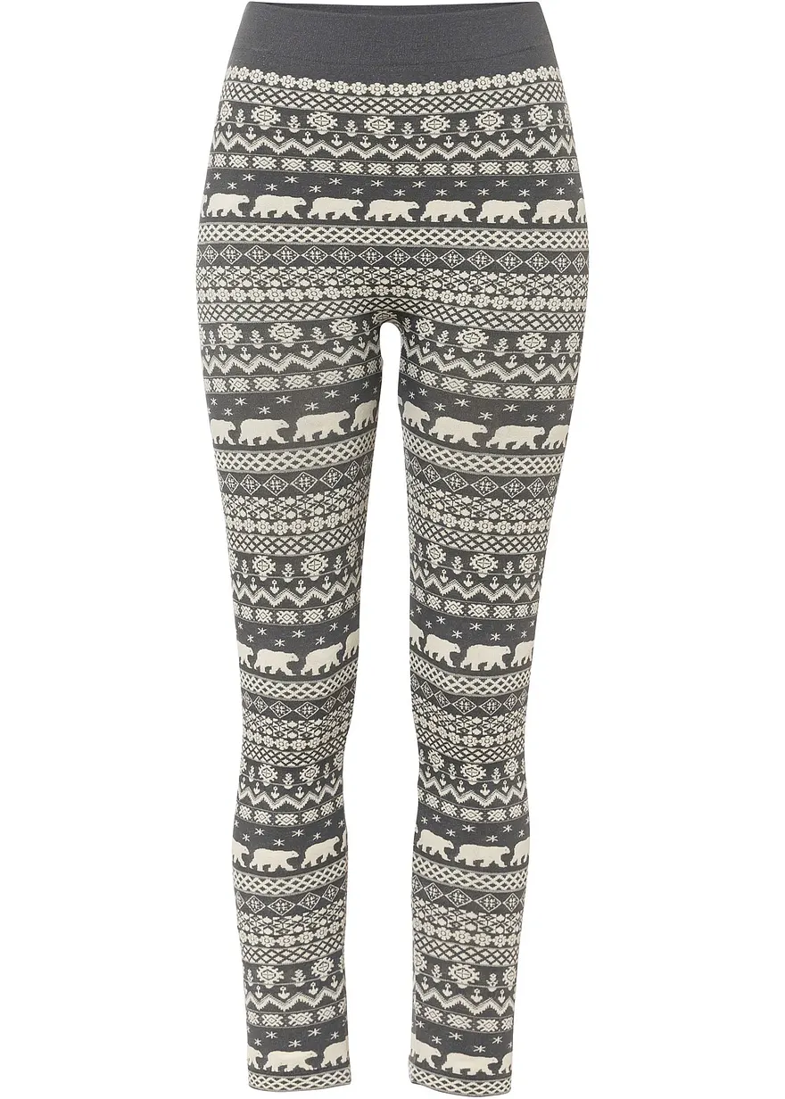 Thermo-Leggings mit recyceltem Polyester in grau von vorne - bonprix