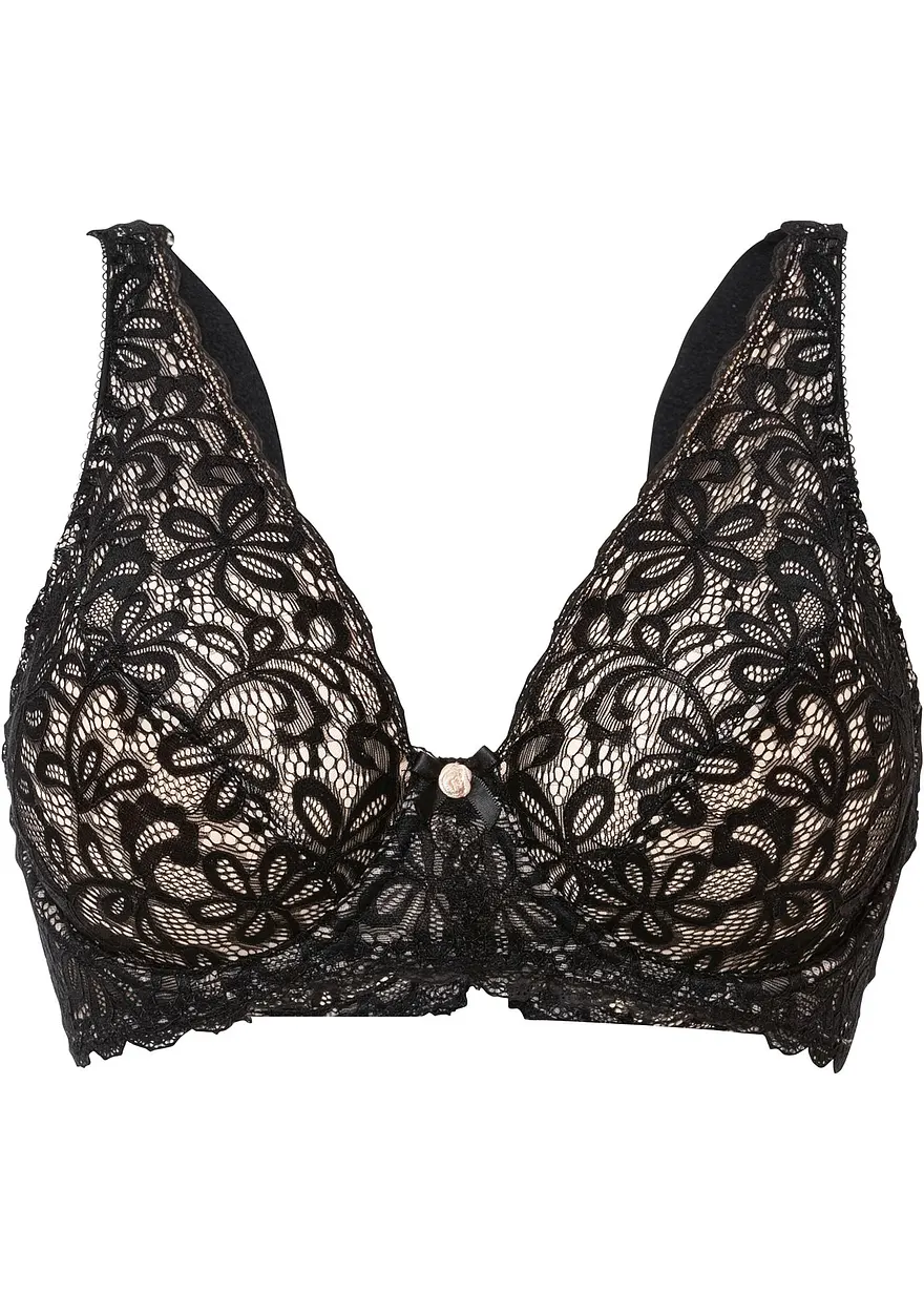 Bügel-BH mit zarter Spitze in schwarz von vorne - bonprix