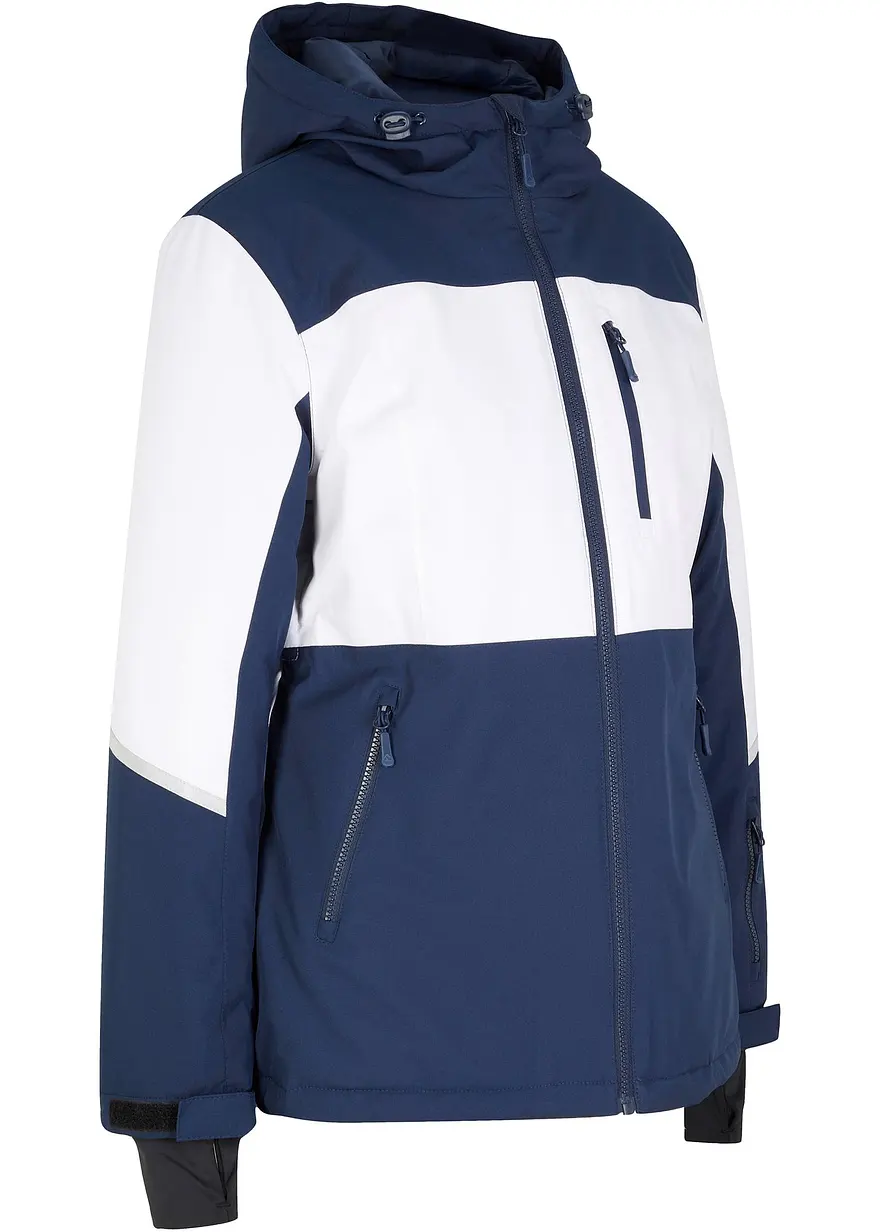 wasserdichte Ski Funktionsjacke mit Kapuze in blau von vorne - bonprix
