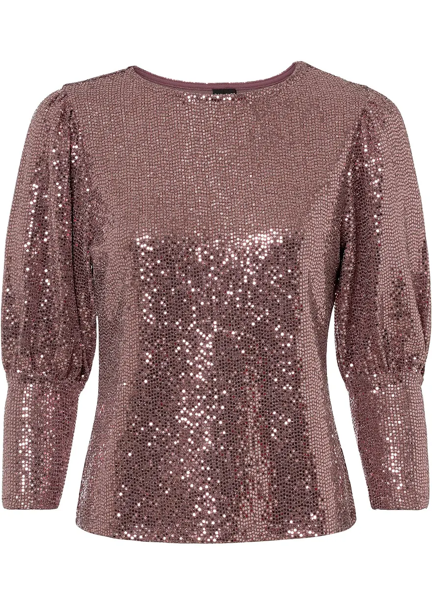 Pailletten-Shirt in rosa von vorne - bonprix