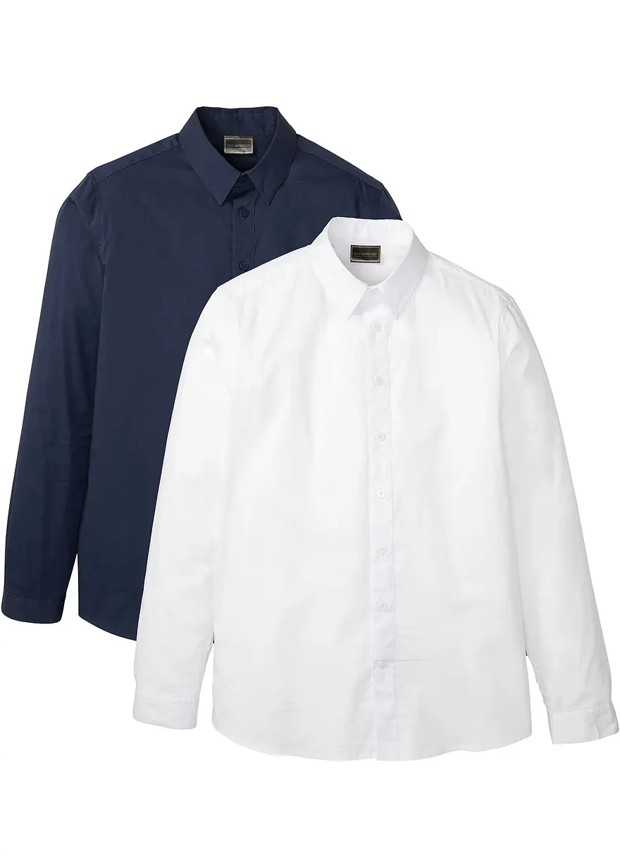 Business-Hemd mit Stretch, Slim Fit (2er Pack) in weiß von vorne - bonprix