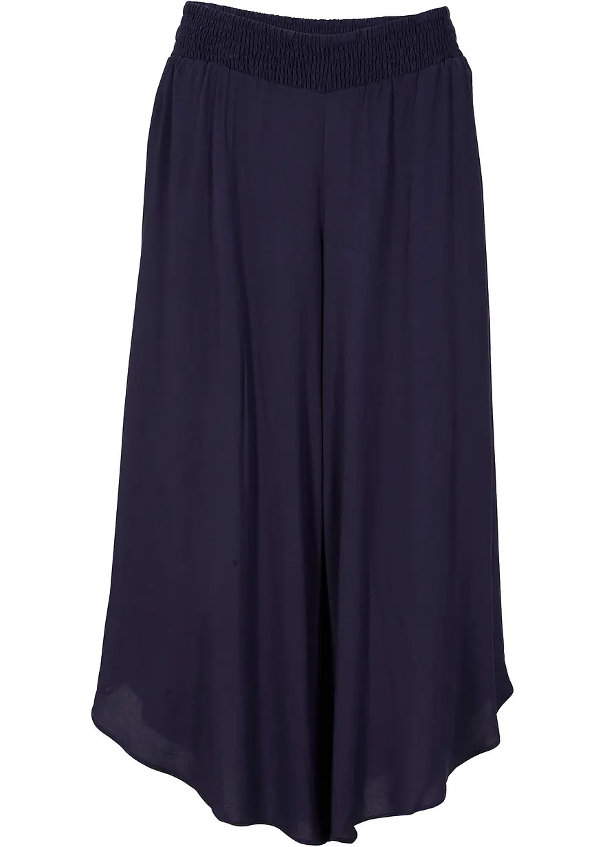 Wadenlange Culotte aus nachhaltiger Viskose in blau von vorne - bonprix