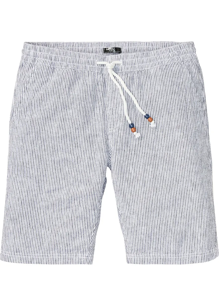 Regular Fit Bermuda mit Leinen in blau von vorne - bonprix