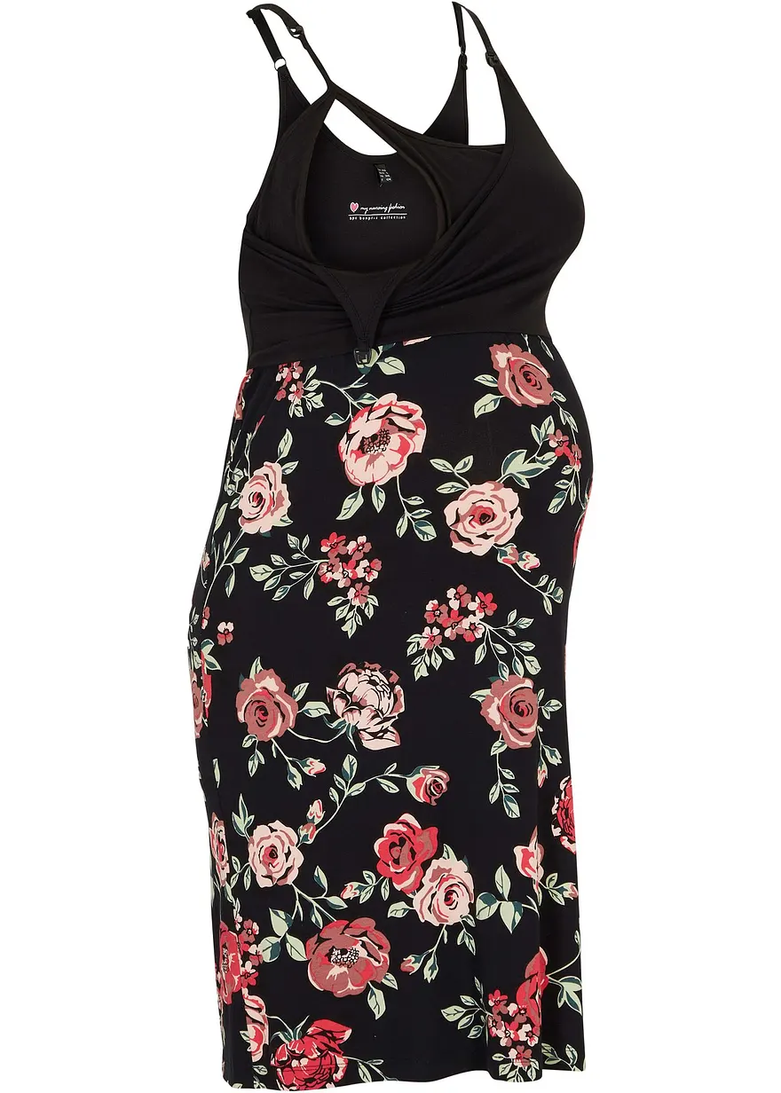 2-in-1 Umstands-und Stillkleid aus Viskose in schwarz von vorne - bonprix