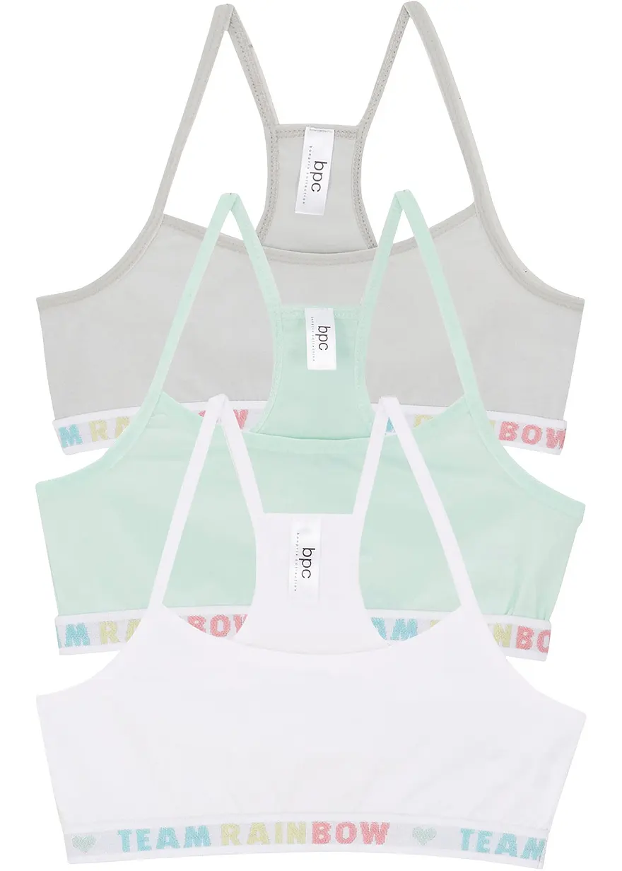 Bustier mit weicher Baumwolle (3er Pack) in grau von vorne - bonprix