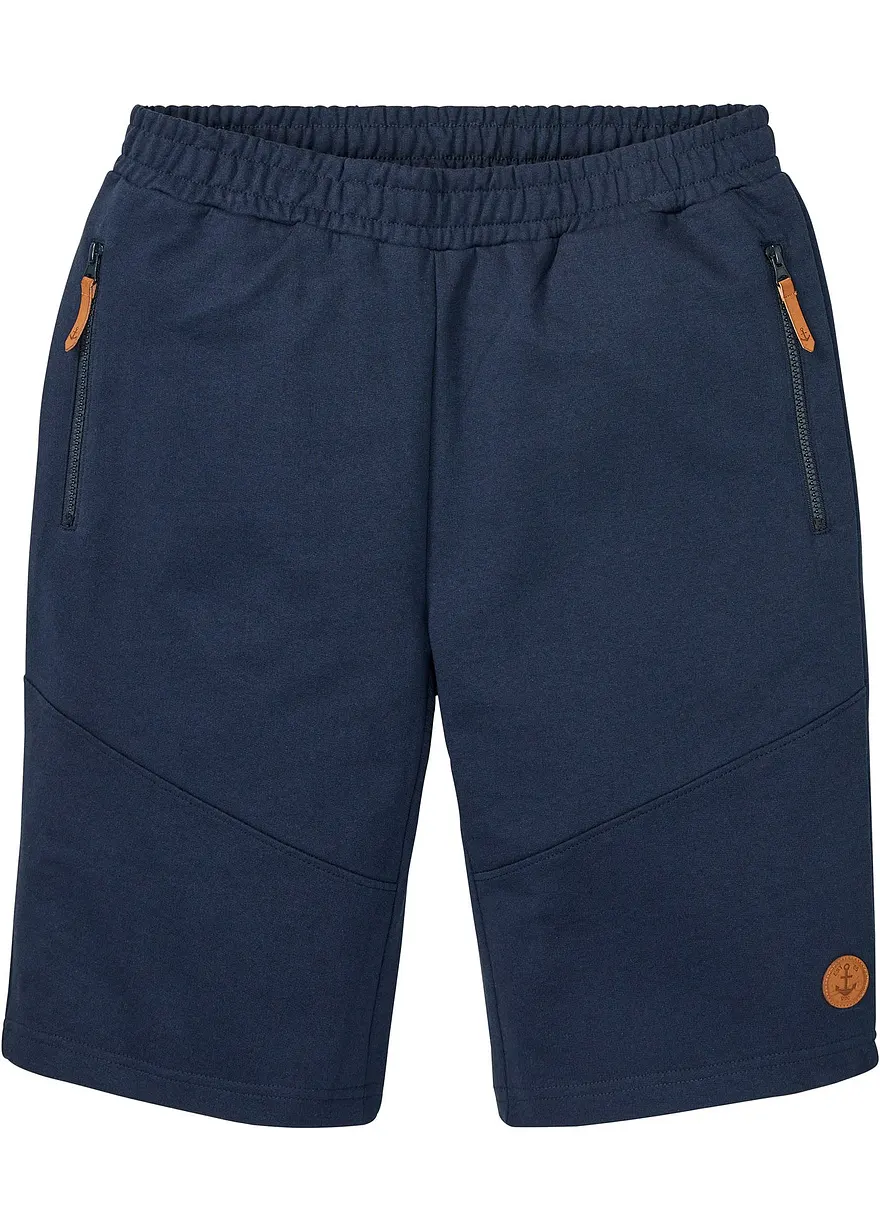 Sweat-Bermuda, Regular Fit in blau von vorne - bonprix