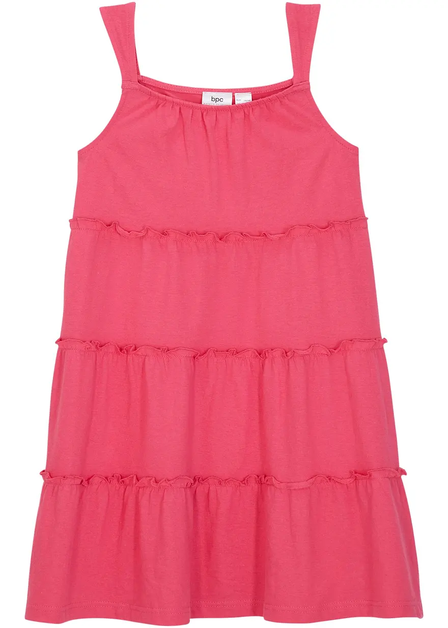 Trägerkleid aus reiner Bio-Baumwolle in pink von vorne - bonprix