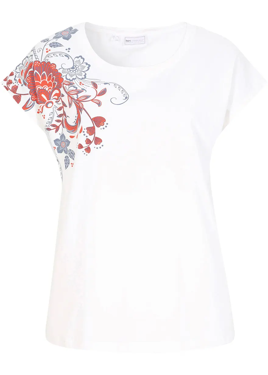 Shirt mit Druck in weiß von vorne - bonprix
