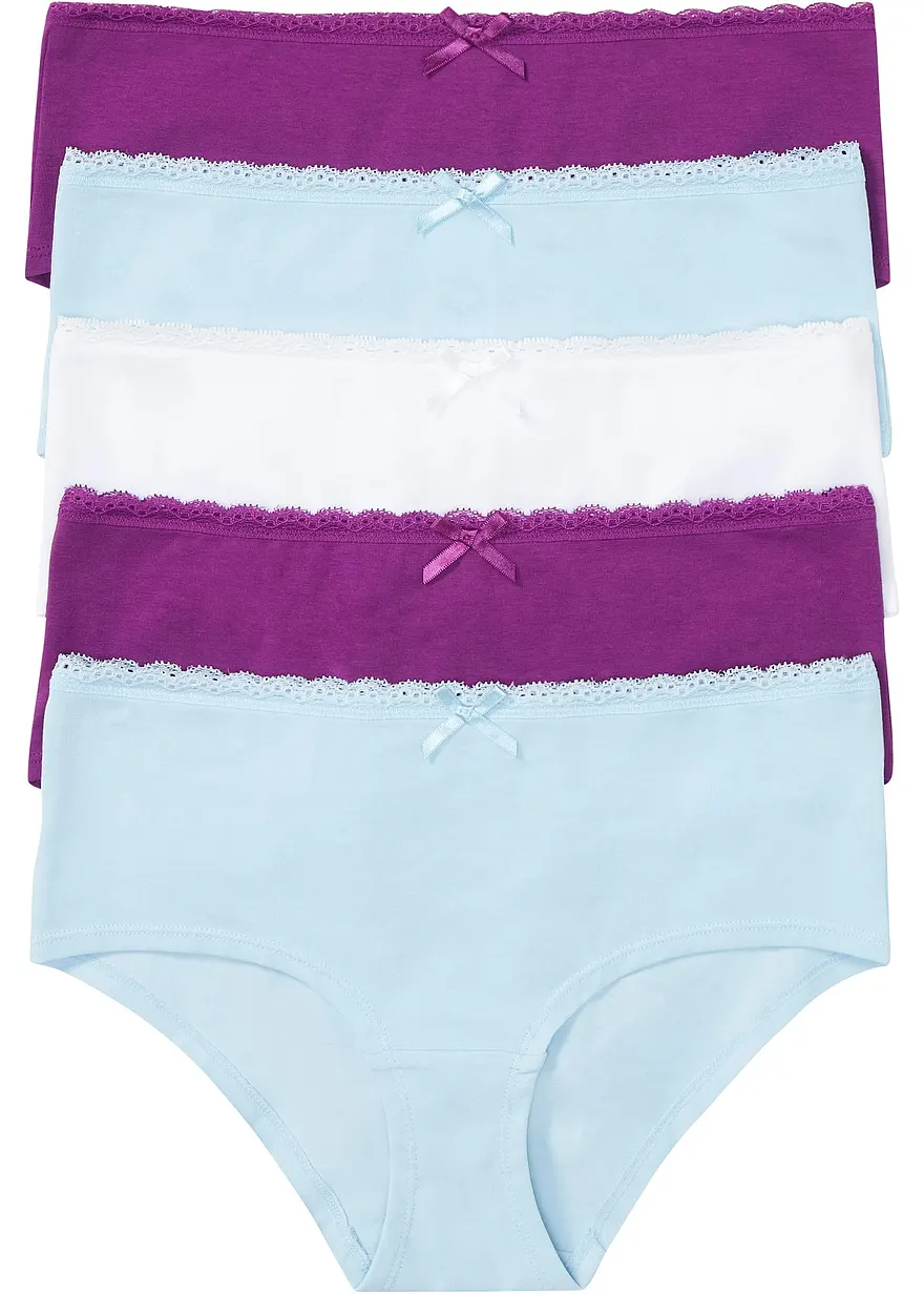 Panty (5er Pack) mit Bio-Baumwolle in lila von vorne - bonprix