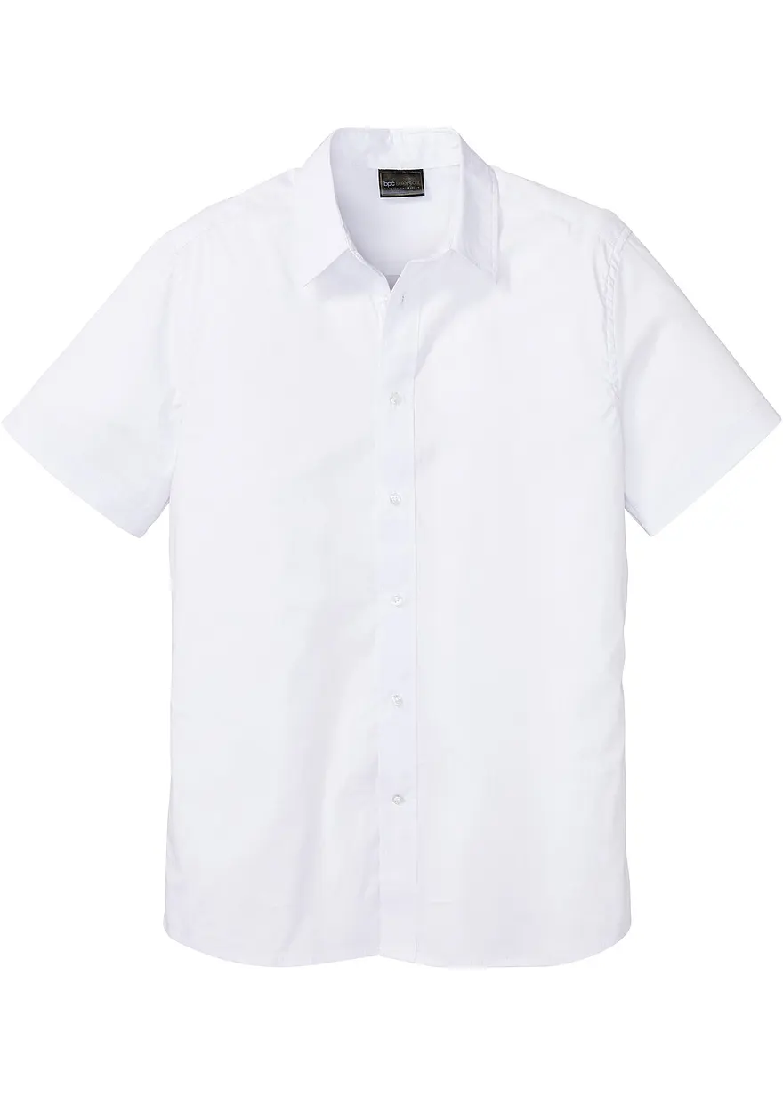 Kurzarmhemd, Slim Fit in weiß von vorne - bonprix