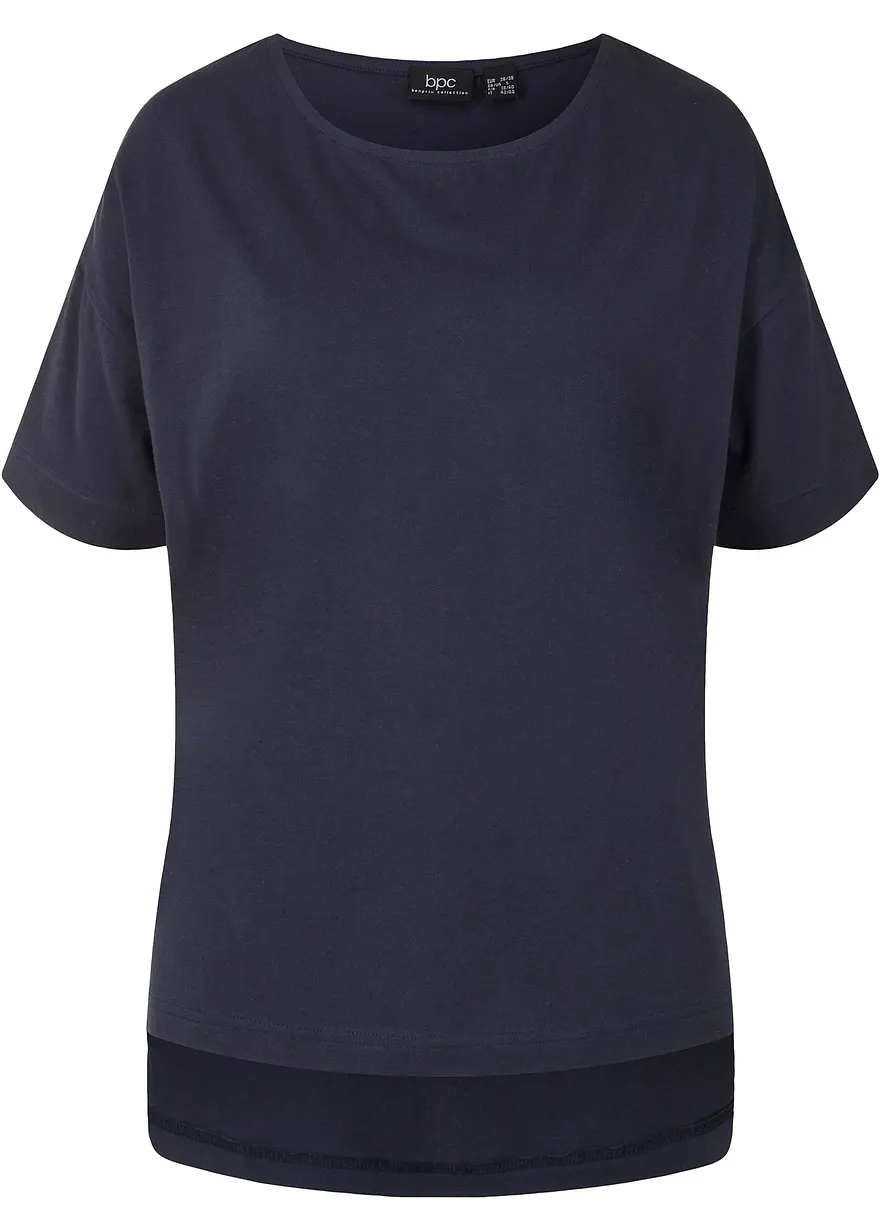 Oversize T-Shirt aus reiner Baumwolle in blau von vorne - bonprix